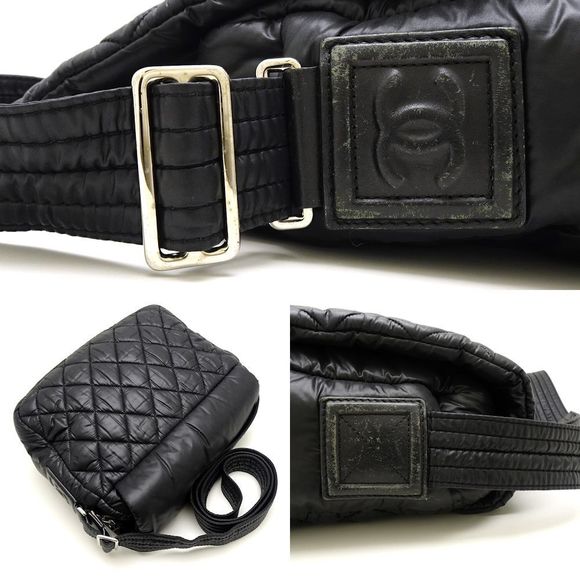 Chanel Coco Coon Shoulder Bag Small Crossbody Black Nylon x Leather - Picture 3 of 7